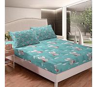 Set di lenzuola per bambini e ragazze, con motivo topolino e topo, per bambini, ragazzi, Natale, con angoli e federe, colore: blu pino, 3 pezzi, per letto matrimoniale, senza lenzuolo