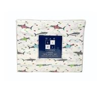 Set di lenzuola per bambini Max Studio Kids, 3 pezzi, motivo: simpatici squali bianchi con camicie a righe