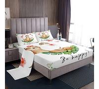 Set di lenzuola per bradipo per yoga e bradipo per bambini e ragazze, biancheria da letto per animali carino lenzuolo con angoli foglie botaniche lenzuola 1 set di lenzuola king size