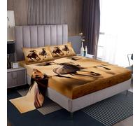Set di lenzuola per cavallo matrimoniale con cavallo al galoppo, set di biancheria da letto adolescenti, camera da letto, animali selvatici, cavalli, lenzuola in stile fauna selvatica, con 2 federe