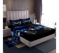 Set di lenzuola per cuffie Gamepad Note Melody Music Bedding Set Gamepad Gamer lenzuola con angoli 3 pezzi include 1 lenzuolo e 1 lenzuolo piatto con 1 federa