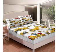 Set di lenzuola per escavatori per camion/auto con angoli per macchinari e gru a bulldozer set di biancheria da letto per bambini ultra morbido decorazione per la camera matrimoniale colore: bianco