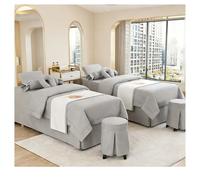 Set di lenzuola per lettino da massaggio 4 pezzi Set di biancheria da letto per salone di bellezza Set di copriletti per massaggi spa Lenzuola Copriletto grigio. Square bedside 190*75cm (74.8*29.5in)