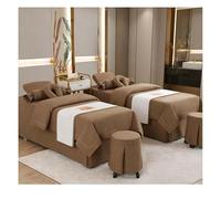 Set di lenzuola per lettino da massaggio 4 pezzi Set di biancheria da letto per salone di bellezza Set di copriletti per massaggi spa Lenzuola Coprilet Dark Brown Square bedside 185*80cm(72.8*31.5in）