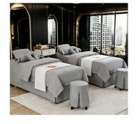 Set di lenzuola per lettino da massaggio Copriletto di bellezza spa, copriletti morbidi in tinta unita Biancheria da letto con fumigazione per salone Set grigio. Square bedside 185*80cm(72.8*31.5in）