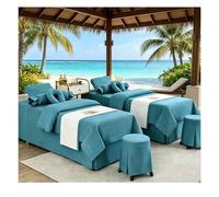 Set di lenzuola per lettino da massaggio Copriletto di bellezza spa, copriletti morbidi in tinta unita Biancheria da letto con fumigazione per salone Se Lake Blue Square bedside 180*60cm(70.8*23.6in)