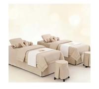 Set di lenzuola per lettino da massaggio Copriletto per salone di bellezza in 4 pezzi Copriletto di bellezza spa in tinta unita semplice Massaggio con fumig Beige Square bedside 185*80cm(72.8*31.5in）
