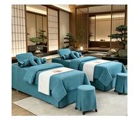 Set di lenzuola per lettino da massaggio Copriletto per salone di bellezza in 4 pezzi Copriletto di bellezza spa in tinta unita semplice Massaggio con Lake Blue Square bedside 185*70cm (72.8*31.5in）