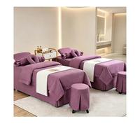 Set di lenzuola per lettino da massaggio in cotone e lino Copriletto di bellezza resistente allo scolorimento, morbide lenzuola spa con federa, copripiumin Viola Square bedside 190*80cm (74.8*31.5in)