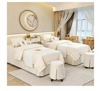 Set di lenzuola per lettino da massaggio in cotone e lino di alta qualità, copriletto di bellezza in tinta unita in 4 pezzi, biancheria per fumigazione da bianco Square bedside 185*80cm(72.8*31.5in）