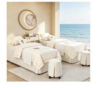 Set di lenzuola per lettino da massaggio in cotone e lino, morbido copriletto di bellezza in tinta unita, copriletto per fumigazione resistente allo sbiad bianco Square bedside 190*70cm (74.8*27.5in)