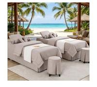 Set di lenzuola per lettino da massaggio in cotone e lino, morbido copriletto di bellezza in tinta unita, copriletto per fumigazione resistente allo Light Brown Square bedside 185*70cm (72.8*31.5in）