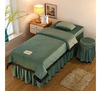 Set di Lenzuola per Lettino da Massaggio in Flanella Spessa da 4 Pezzi, copriletti Morbidi e Caldi per Bellezza, copriletto in Cotone per Salone Spa, Tinta Unita per tavoli, Verde 180x60 cm