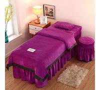Set di Lenzuola per Lettino da Massaggio in Flanella Spessa da 4 Pezzi, copriletti Morbidi e Caldi per Bellezza, copriletto in Cotone per Salone Spa, Tinta Unita per tavoli, Viola, 190x80 c