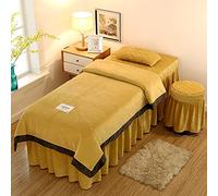 Set di Lenzuola per Lettino da Massaggio in Flanella Spessa da 4 Pezzi, copriletti Morbidi e Caldi per Bellezza, copriletto in Cotone per Salone Spa, Tinta Unita per tavoli, Giallo 180x70 c