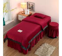 Set di Lenzuola per Lettino da Massaggio in Flanella Spessa da 4 Pezzi, copriletti Morbidi e Caldi per Bellezza, copriletto in Cotone per Salone Spa, Tinta Unita per tavoli, Rosso 180x60 cm