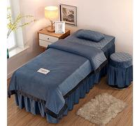 Set di Lenzuola per Lettino da Massaggio in Flanella Spessa da 4 Pezzi, copriletti Morbidi e Caldi per Bellezza, copriletto in Cotone per Salone Spa, Tinta Unita per tavoli, Blu 190x80 cm (7