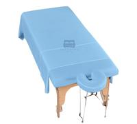 Set di lenzuola per lettino da massaggio, in microfibra, 3 pezzi, ultra leggero, di alta qualità, senza pieghe, include lenzuolo piatto, lenzuolo con angoli e copertura per culla per il viso (azzurro)