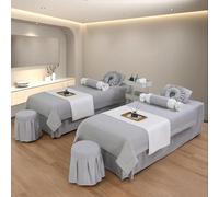 Set di Lenzuola per Lettino da Massaggio in Microfibra a 4 Pezzi, copriletto di Lusso per Spa e Bellezza, Gonnellino per Lettino da Massaggio,F,190x80cm(75x31inch)