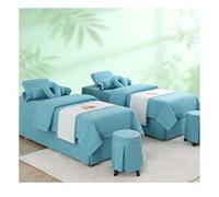 Set di lenzuola per lettino da massaggio in morbido cotone traspirante e lino, copriletto di bellezza di lusso in 4 pezzi, copriletto per fumigazione del Sky Blue Square bedside 185*80cm(72.8*31.5in）
