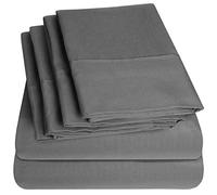 Set di lenzuola per letto king size, 6 pezzi, collezione Supreme 1500, in microfibra spazzolata fine, con tasca profonda, 2 federe extra, colore: grigio