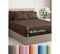 Set di lenzuola per letto king size extra profonde, 6 pezzi, traspiranti e fresche, lussuose lenzuola di lusso da hotel per donne, uomini, bambini e ragazzi, facili da applicare, morbide, senza pieghe