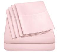 Set di lenzuola per letto matrimoniale, 6 pezzi, collezione Supreme 1500, in microfibra spazzolata fine, con tasca profonda, 2 federe extra, di ottimo valore, colore: rosa pallido
