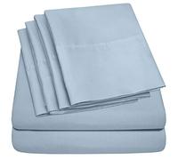 Set di lenzuola per letto matrimoniale, 6 pezzi, collezione Supreme Collection, in microfibra spazzolata fine, con tasca profonda, 2 federe extra, ottimo rapporto qualità/prezzo, colore: blu nebbioso