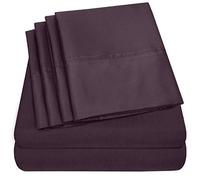 Set di lenzuola per letto matrimoniale, 6 pezzi, collezione Supreme Collection, in microfibra spazzolata fine, con tasca profonda, 2 federe extra, ottimo rapporto qualità-prezzo, colore: viola