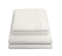 Set di lenzuola per letto matrimoniale, lussuose lenzuola traspiranti con cinghie angolari elastiche e sicure integrate, collezione Supreme 1800, set di biancheria da letto extra morbido, con angoli