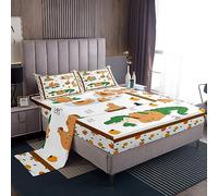 Set di lenzuola per letto singolo con capybaras per ragazzi e ragazze amanti degli animali Set di lenzuola per bambini con capybaras bianchi e carini con lenzuolo con angoli profondi Decorazione per