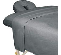 Set di lenzuola per massaggi ForPro Professional Collection Premium in flanella, 3 pezzi, grigio freddo per lettini da massaggio, include lenzuol