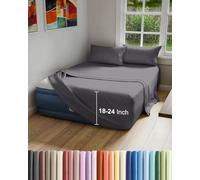 Set di lenzuola per materasso ad aria per letto matrimoniale, 4 pezzi, traspiranti e rinfrescanti, con tasche extra profonde, per materassi gonfiabili e gonfiabili fino a 61 cm di spessore, morbide e