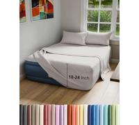 Set di lenzuola per materasso ad aria per letto matrimoniale, 4 pezzi, traspiranti e rinfrescanti, con tasche extra profonde, per materassi gonfiabili e gonfiabili fino a 61 cm di spessore, morbide e
