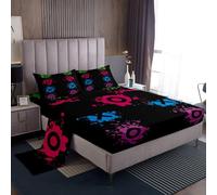 Set di lenzuola per ragazzi gamer Graffiti Gaming Lenzuola per bambini Ragazzi Ragazze Bottoni di Gioco Colorati Set Letto Gamer Lenzuola King Size