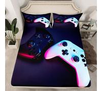 set di lenzuola per videogiochi, set di biancheria da letto per bambini, ragazzi, videogiochi,gamepad, lenzuolo con angoli, per controller di gioco, moderno, copriletto, di lusso, 2 pezzi, colore nero