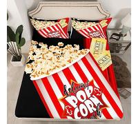 Set di lenzuola popcorn per ragazzi e ragazze king size cinema Decor lenzuolo con angoli per bambini donne uomini ultra morbido set di biancheria da letto per cinema decorazione della camera