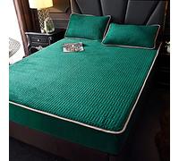 Set di Lenzuola Queen Size, Protezione Materasso in Lattice in Caldo Addensato, Colore Solido Non Slip per Il Letto per Camera da Letto Adulto Verde 180 cmx200 cm
