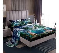 Set di lenzuola tigre con foglie di palma tropicali, per bambini, ragazzi, ragazze, animali botanici, animali selvatici, 3 pezzi, biancheria da letto singolo