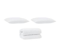 Set di lenzuola trapuntate Duvet 240 x 200 cm e 2 cuscini 70 x 90 in microfibra bianca. Ha la cucitura a scatola, è super caldo, perfetto per l'inverno e lavabile in lavatrice. Ha uno stile moderno e