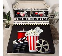 Set di lenzuola vintage per cinema, lenzuolo con angoli regolabile per bambini, ragazze e adolescenti, dimensioni per letto singolo
