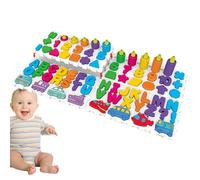 Set di lettere coordinate in legno, set di combinazione di forme numeriche | Gioco da tavolo abbinato con forme di numeri 'alfabeto | Attività di apprendimento prescolare Gioco di riconoscimento d