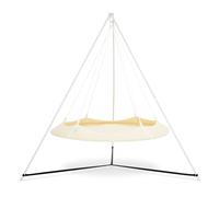 Set di lettini sospesi color crema 1,8 m con struttura bianca 2,4 m, resistente alle intemperie creme