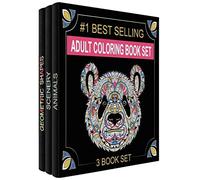 Set di libri da colorare per adulti, 3 libri da colorare per adulti, 120 disegni unici di animali, paesaggi e mandala. Libri da colorare per adulti Relax.