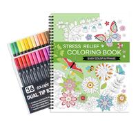 Set di libri da colorare per adulti per donne: libri da colorare per adulti relax con 36 colori Mrakers, libro da colorare a spirale con 30 motivi inclusi mandala floreale ispiratore, regalo per donne