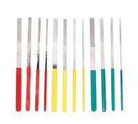 Set di lime piatte da 12 pezzi, mini strumenti hardware per la lavorazione manuale, lime diamantate ad alta durezza con comoda impugnatura in gomma, usura per intaglio del legno,