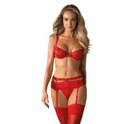 Set di Intimo Floreale Obsessive Heartina con Decorazione a Cuore (Rosso) - L/XL