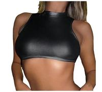 Set di lingerie da donna in rete trasparente in PU lucido, corsetto con perizoma, calze per notti seducenti, Nero , S