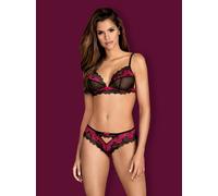 Set Di Lingerie Obsessivo Nero/Rosa - Pizzo Floreale Con Dettagli Raffinati