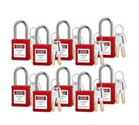 Set di lucchetti in plastica da 10 pezzi, con chiavi diverse, archetto in acciaio, 2 chiavi for lucchetto Loto, for la revisione delle attrezzature di blocco e di segnalazione.(BD-G01KD-10PCS-X)
